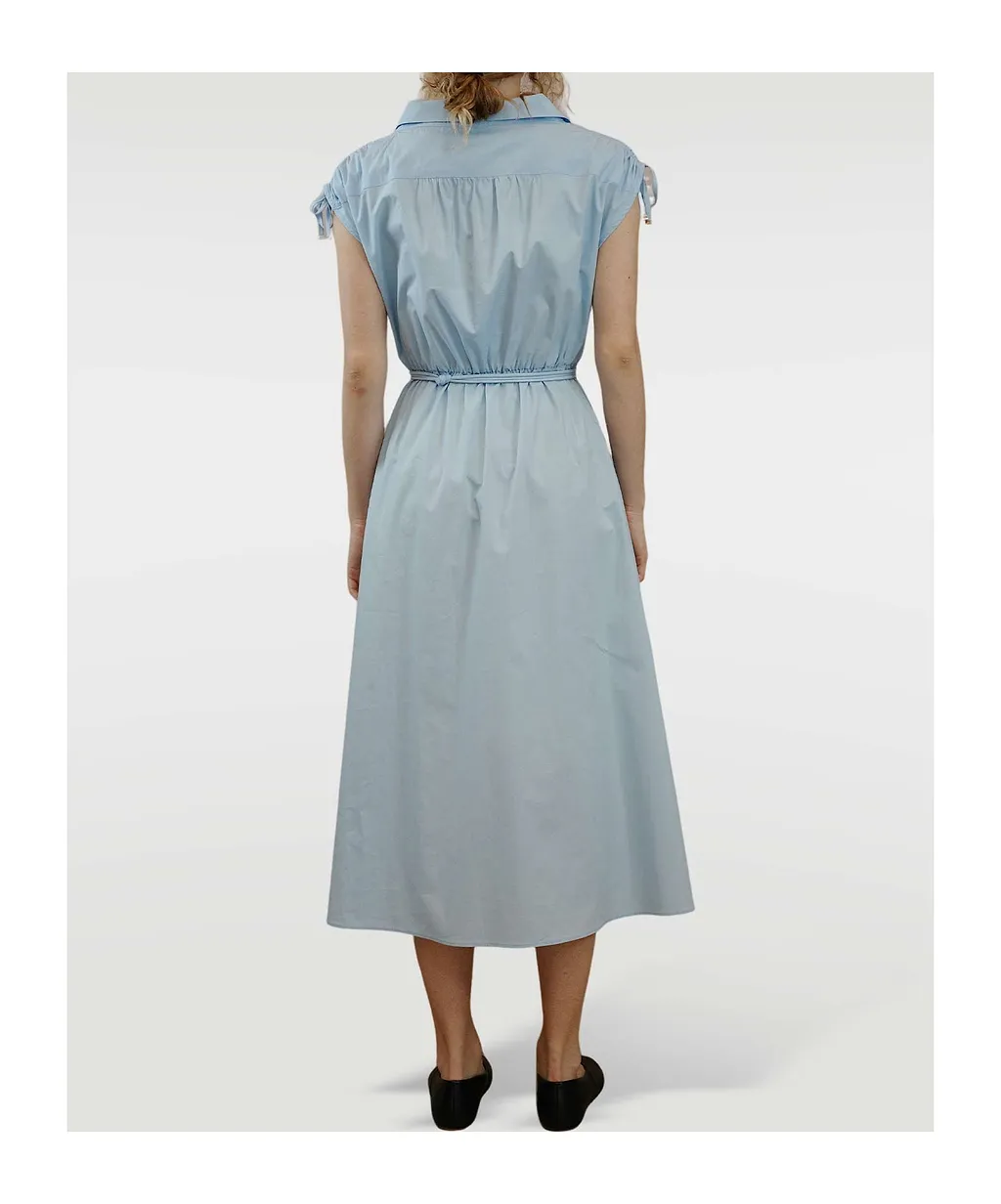 Stretch Poplin Dress With Openwork Details
