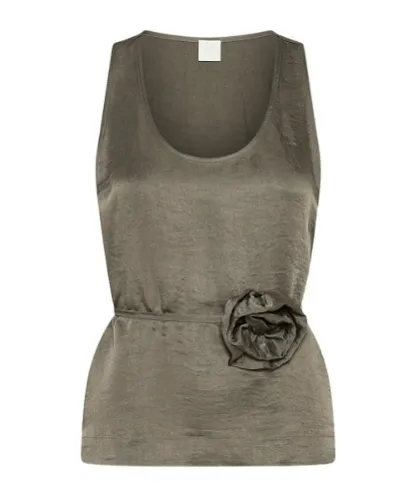 Top With Matching Flower - Brown