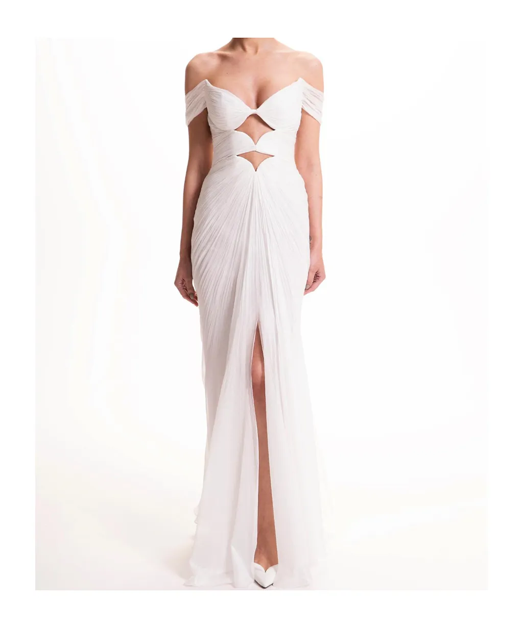Hollowed-Out Tulle Long Dress