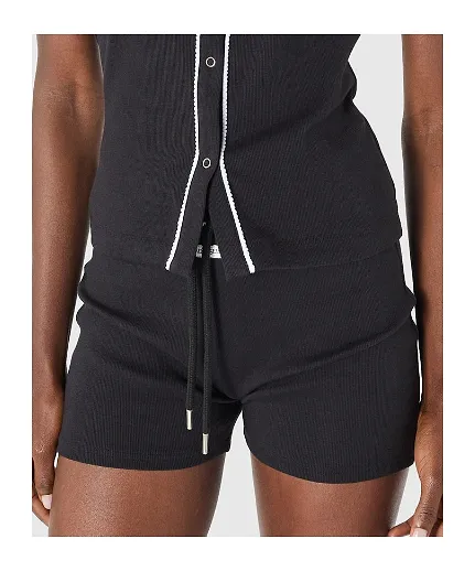 Marine Serre Light Ribbed Jersey Drawstring-Waist Mini Shorts