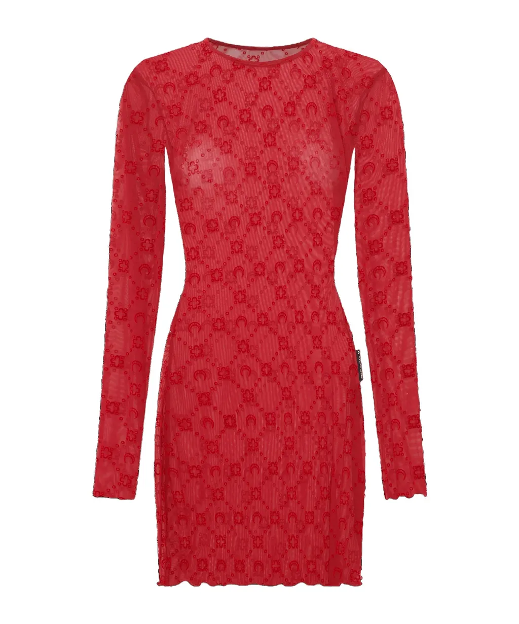 Marine Serre Moon Embellished Long-Sleeved Dress