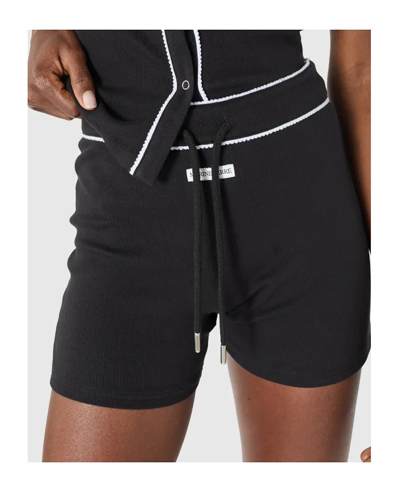 Marine Serre Light Ribbed Jersey Drawstring-Waist Mini Shorts