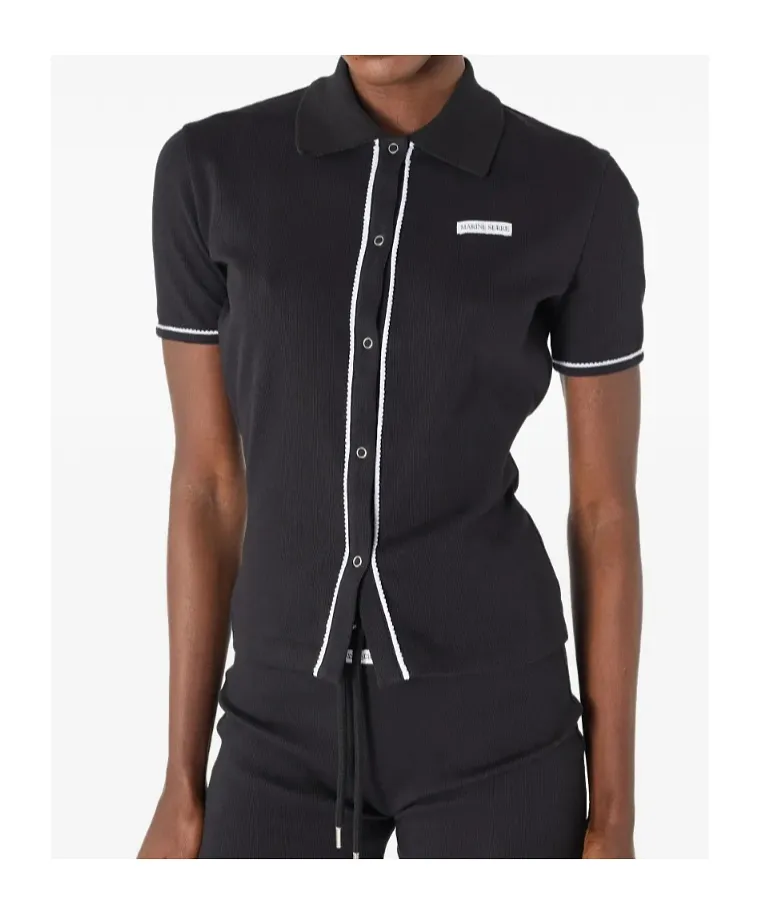 Marine Serre Light Ribbed Jersey Polo T-Shirt