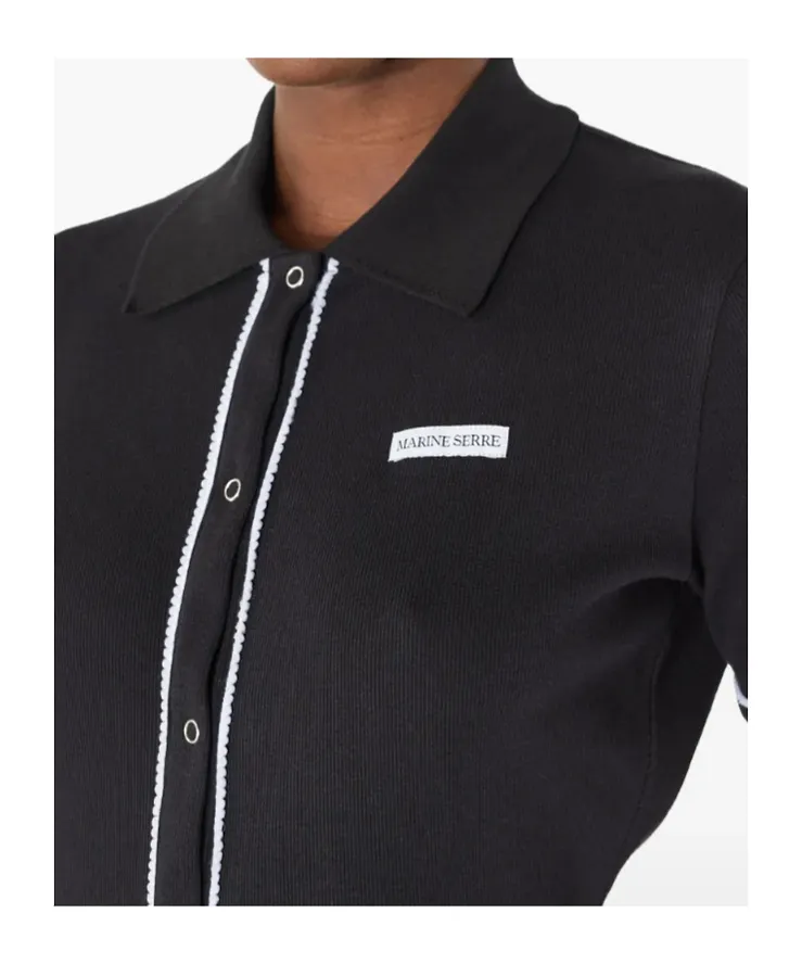 Marine Serre Light Ribbed Jersey Polo T-Shirt