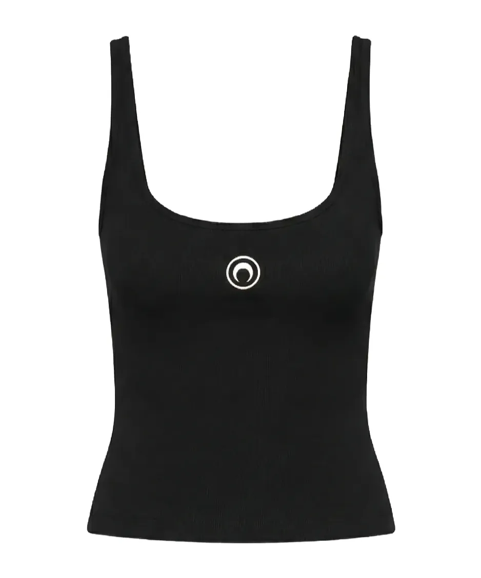 Marine Serre Moon Logo Ribbed Jersey Cropped Tank Top