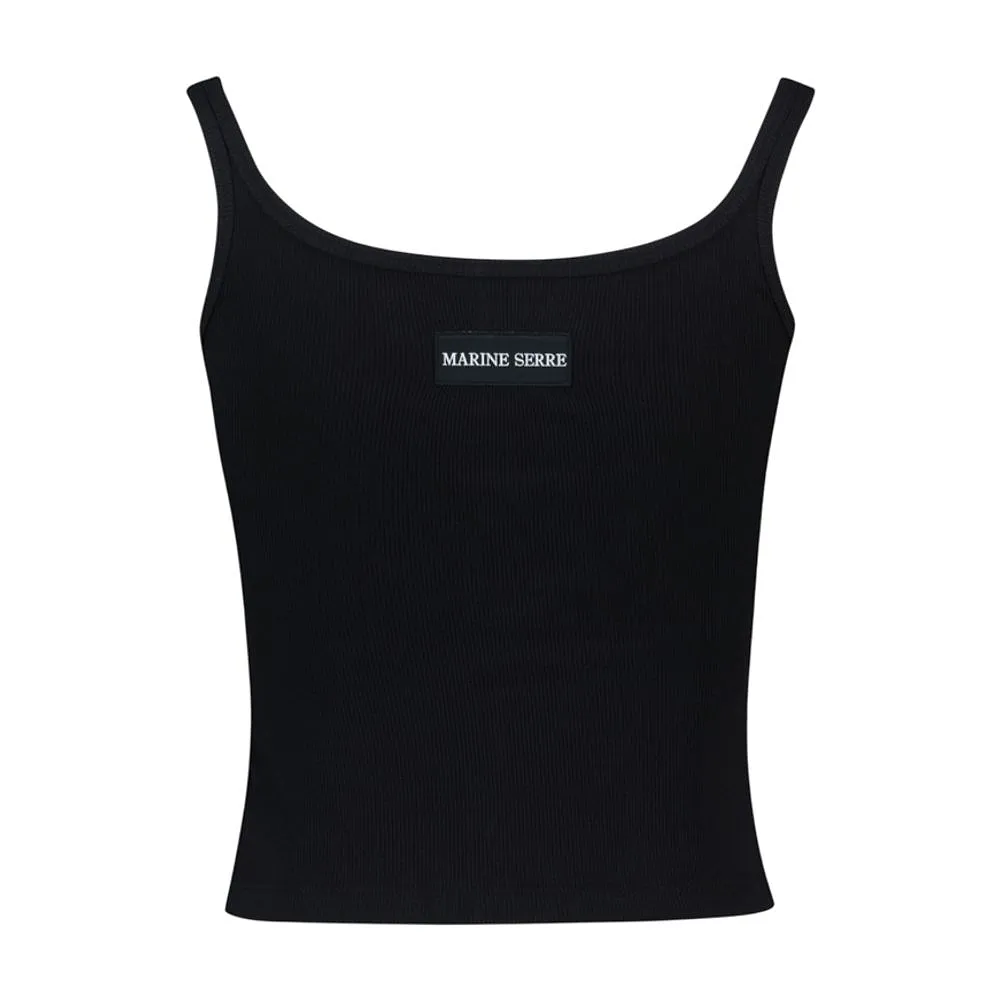 Marine Serre Moon Logo Ribbed Jersey Cropped Tank Top
