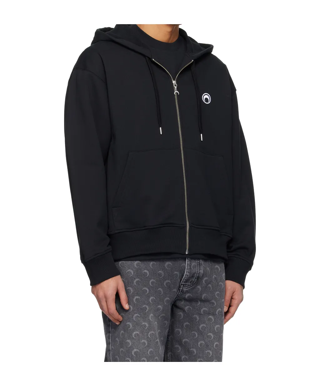 Marine Serre Logo Detail Zip-Up Hoodie