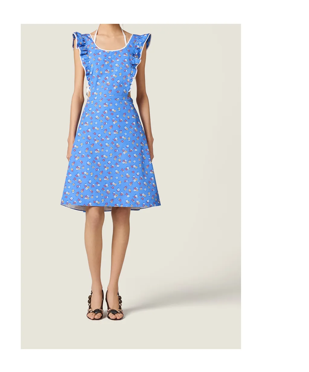 Miu Miu Ruffled Printed Poplin Dress