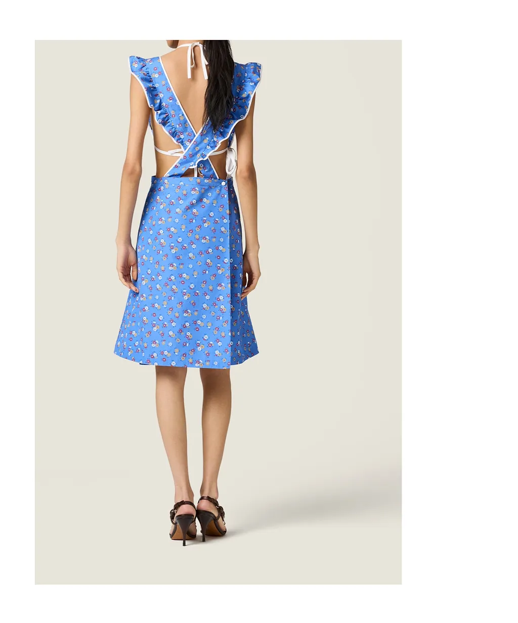 Miu Miu Ruffled Printed Poplin Dress