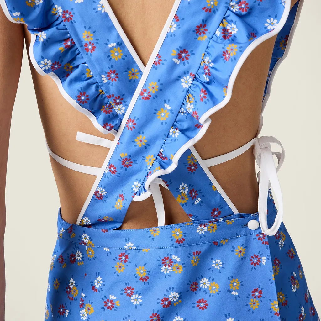 Miu Miu Ruffled Printed Poplin Dress