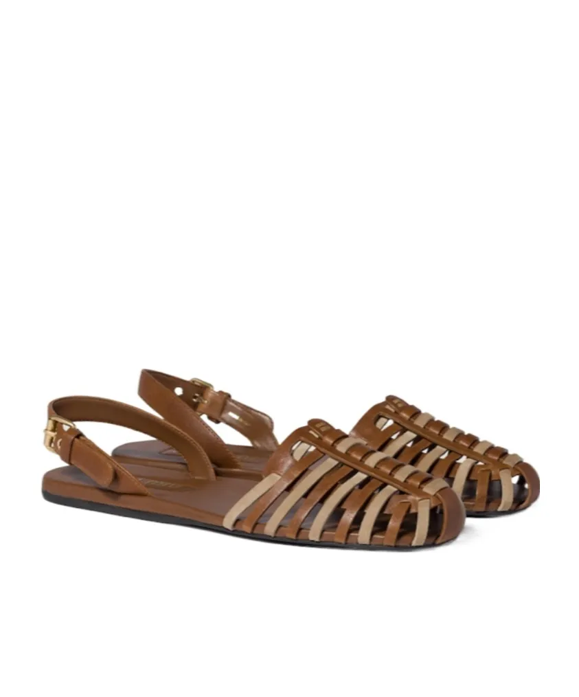 Miu Miu Round-Toe Flat Sandals