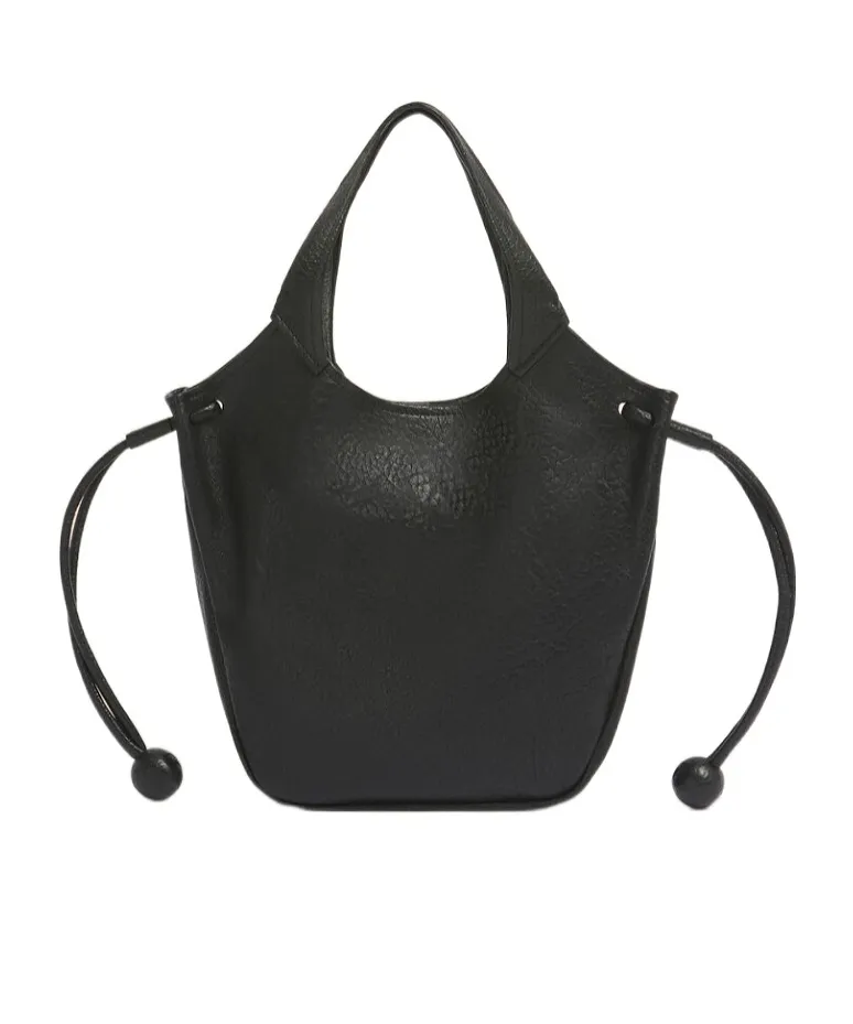 Black Leather Trunkaroo Soft Small Tote Bag