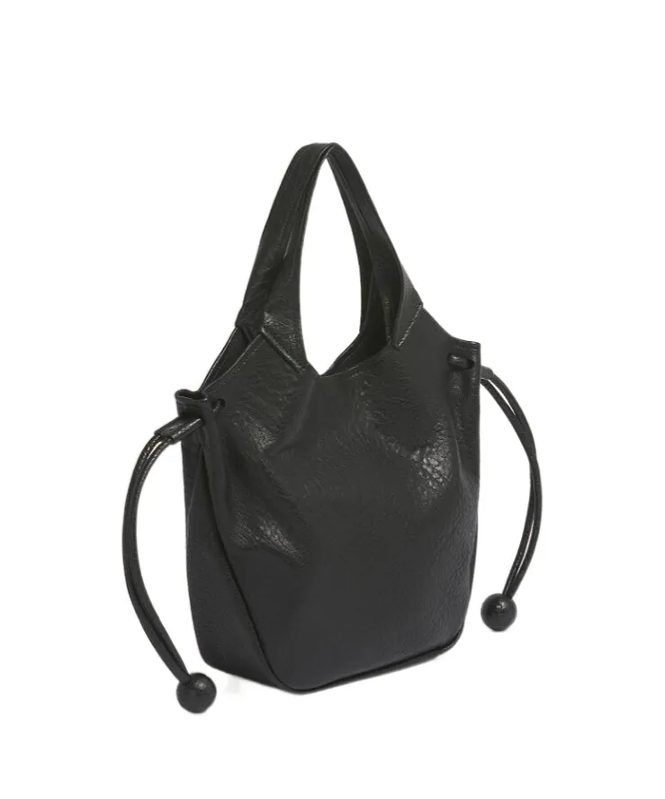 Black Leather Trunkaroo Soft Small Tote Bag