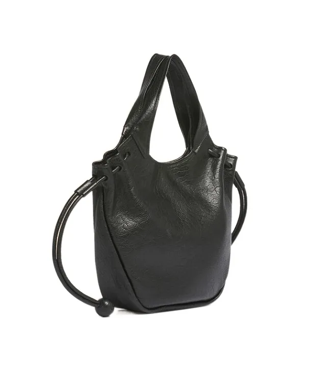 Black Leather Trunkaroo Soft Small Tote Bag