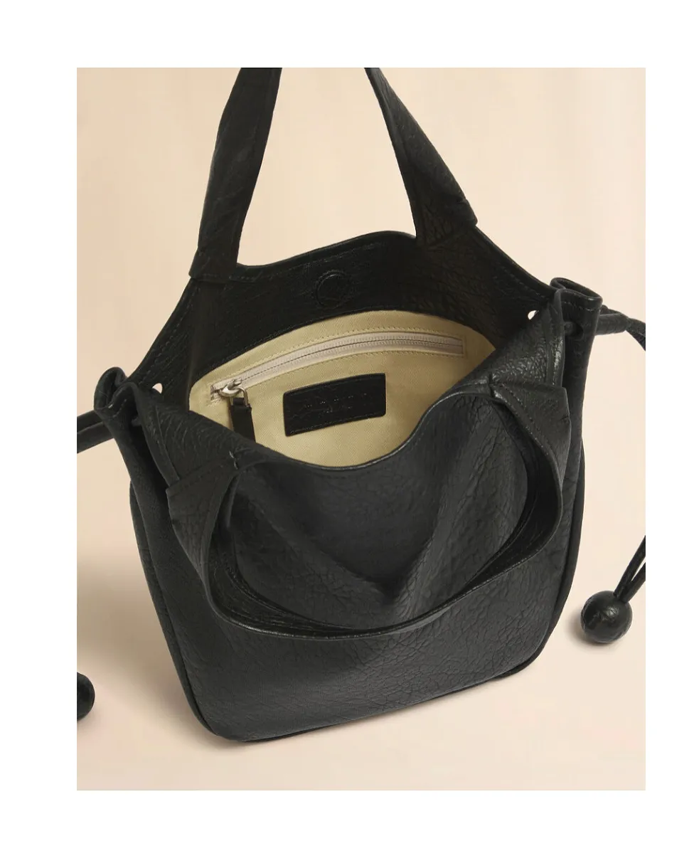 Black Leather Trunkaroo Soft Small Tote Bag