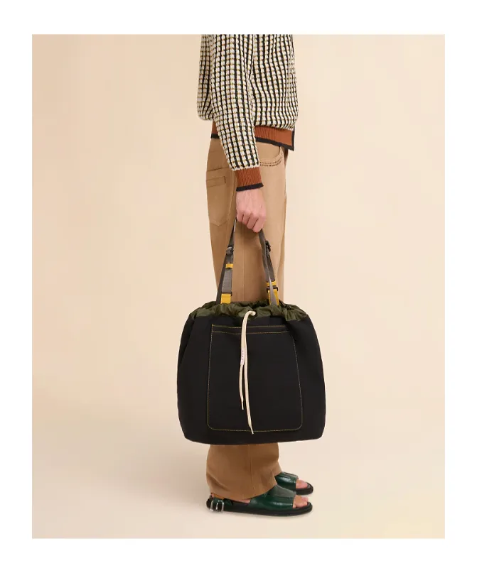 Black Technical Fabric Tote Bag