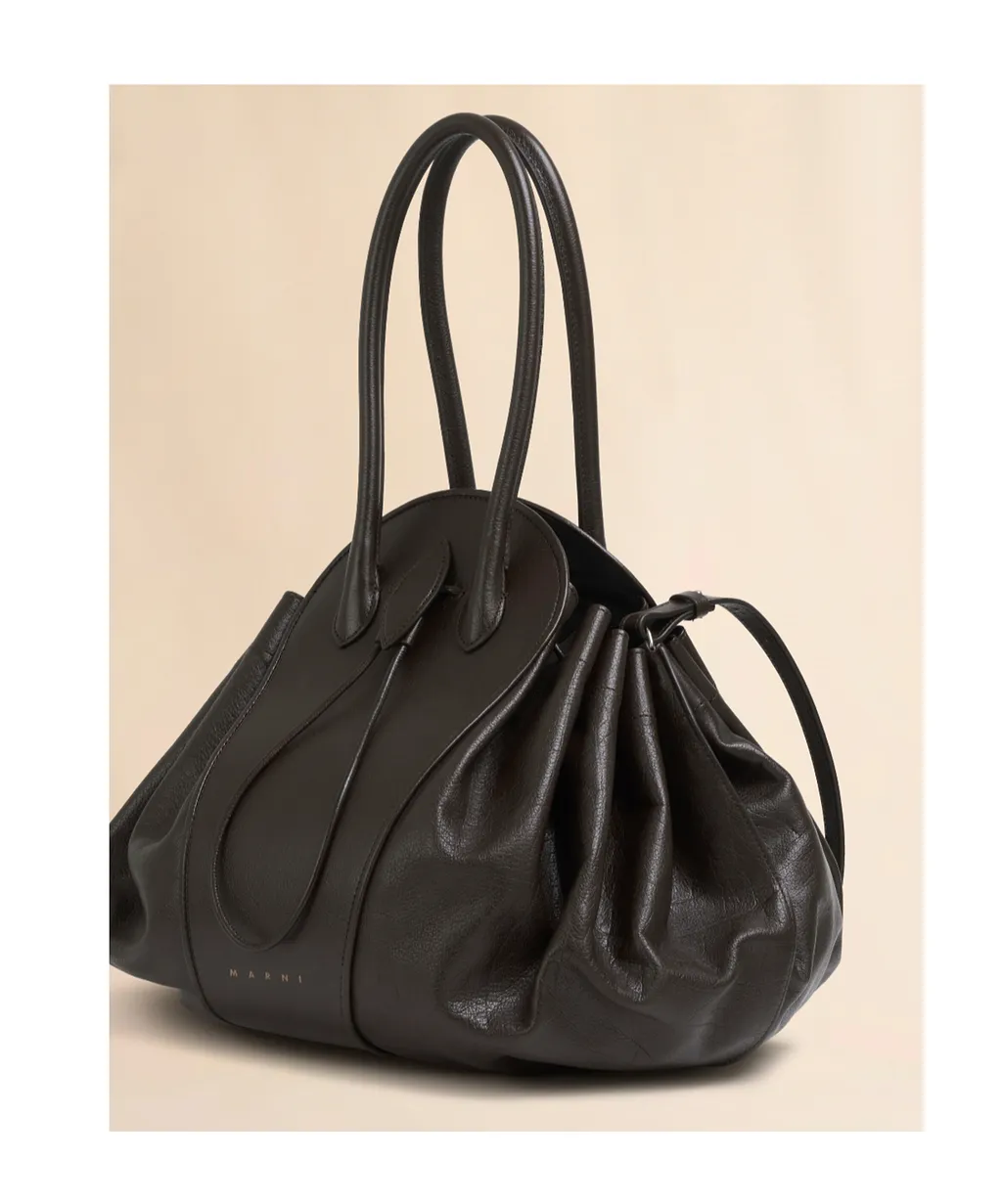 Brown Leather Tulipea Large Handbag