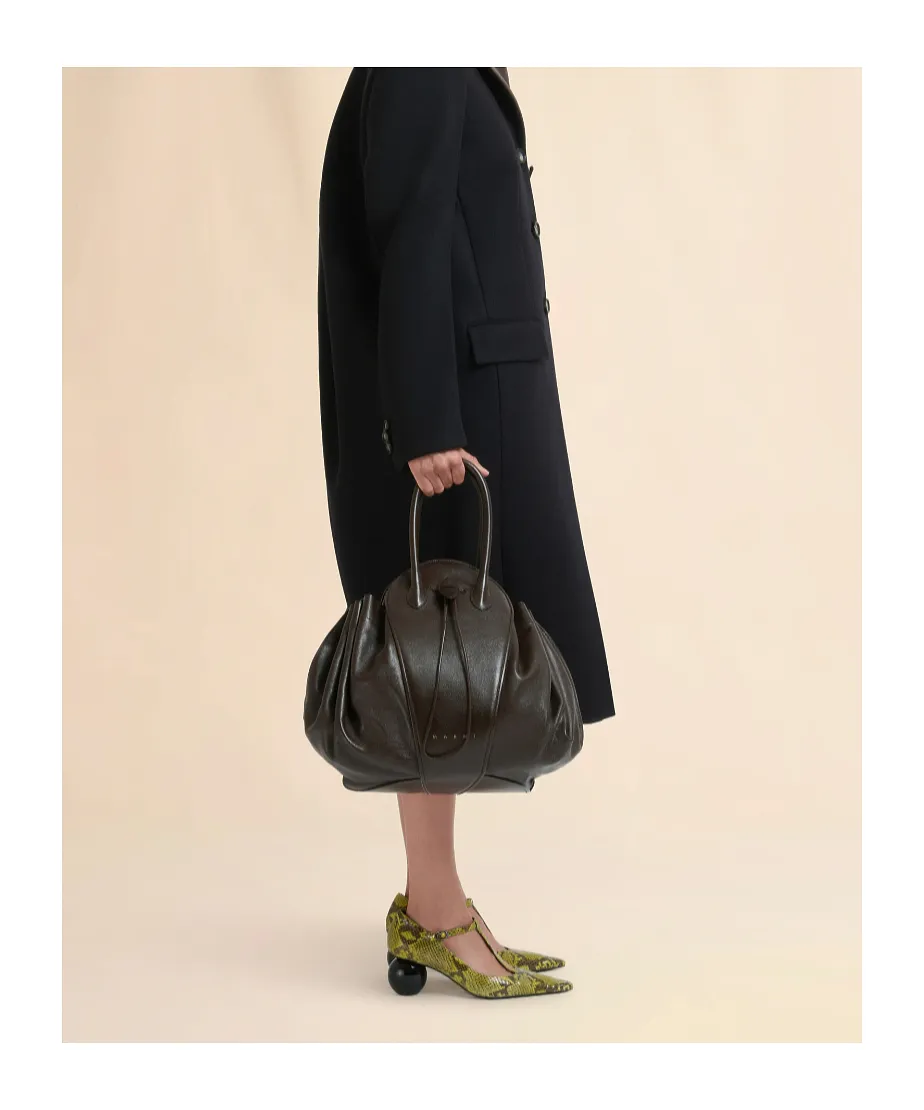Brown Leather Tulipea Large Handbag