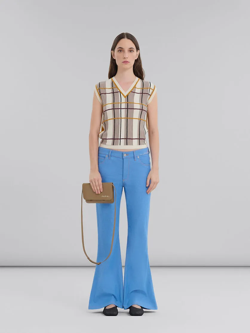 Brown Leather Shoulder Bag With Marni Mending