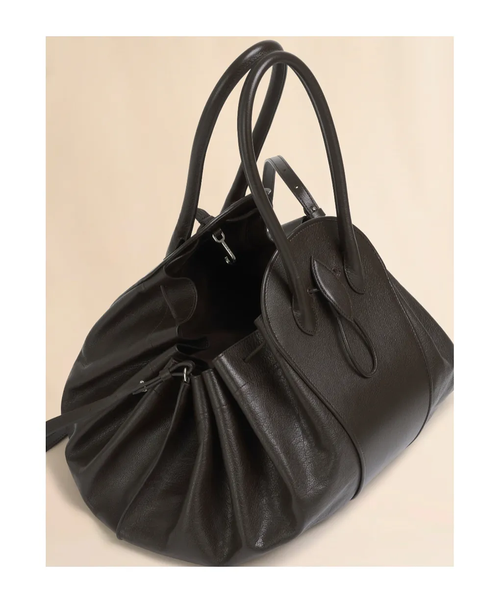 Brown Leather Tulipea Large Handbag