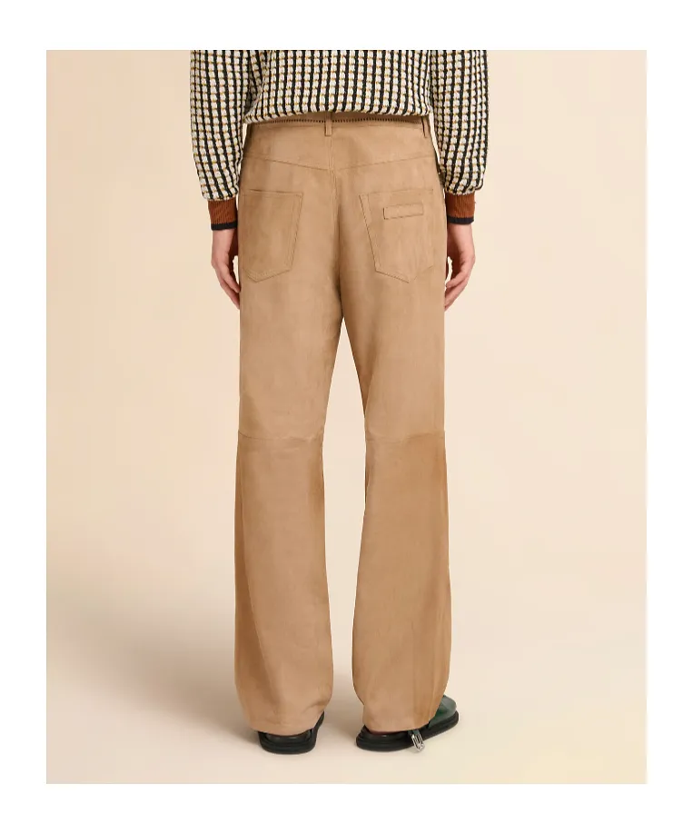 Brown Suede Trousers With Cut-Out Detailing