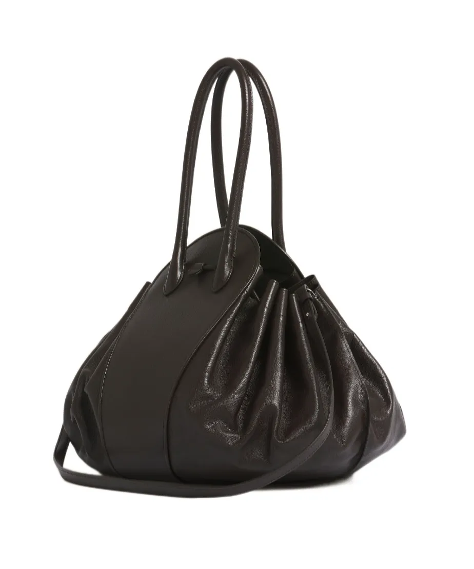 Brown Leather Tulipea Large Handbag