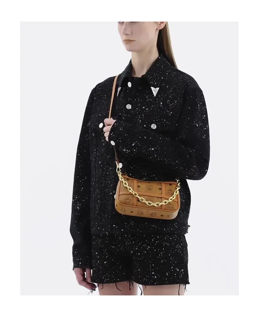 Mcm Delmy Logo Printed Shoulder Bag