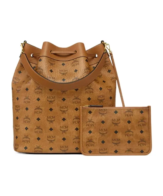 Mcm Monogram Drawstring Bucket Bag