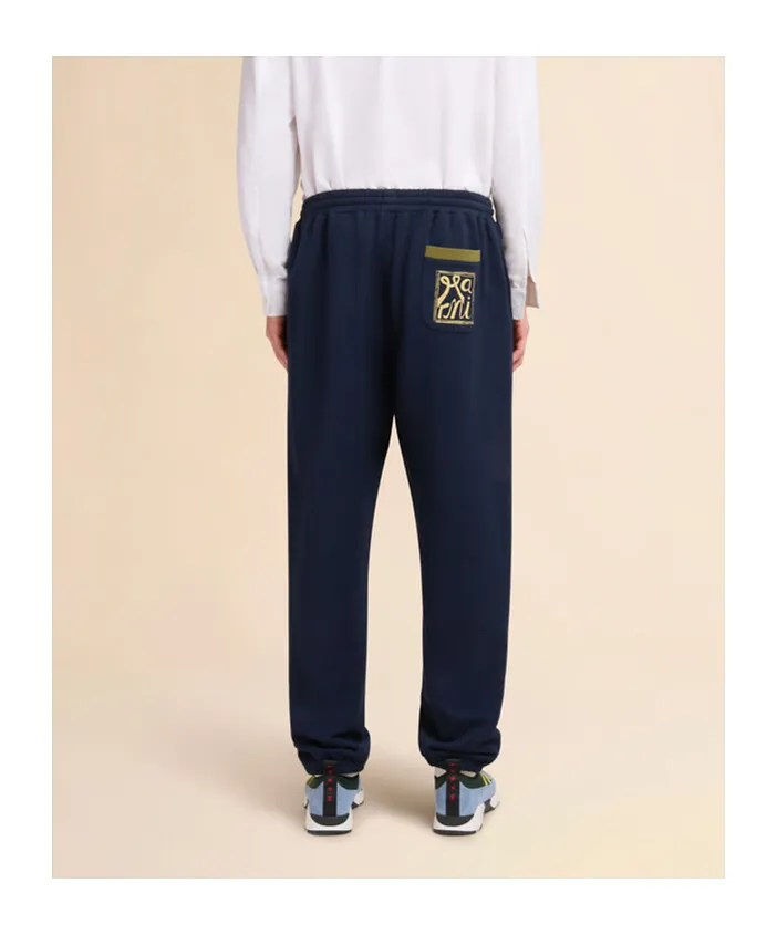 Deep Blue Cotton Sweatpants With Marni Frame Logo