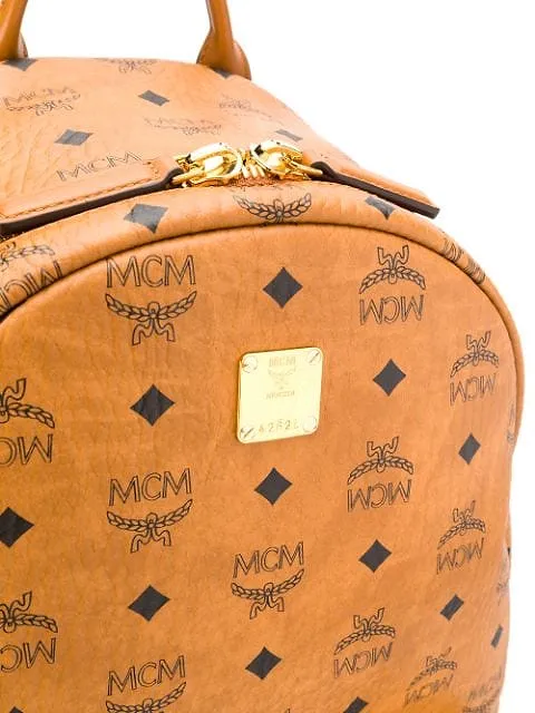 Mcm Stark All-Over Logo Printed Medium Backpack