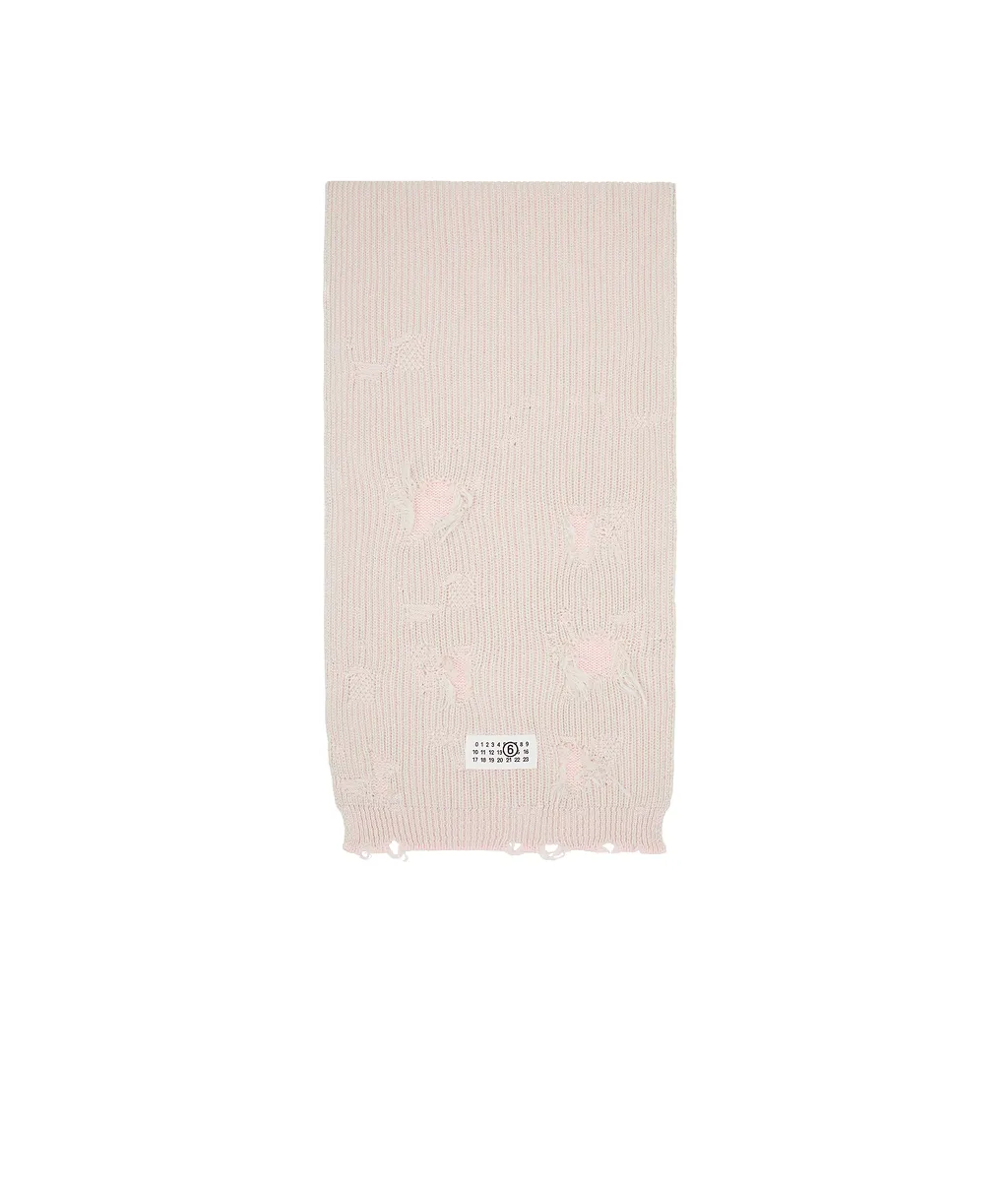Distressed Logo-Patch Scarf