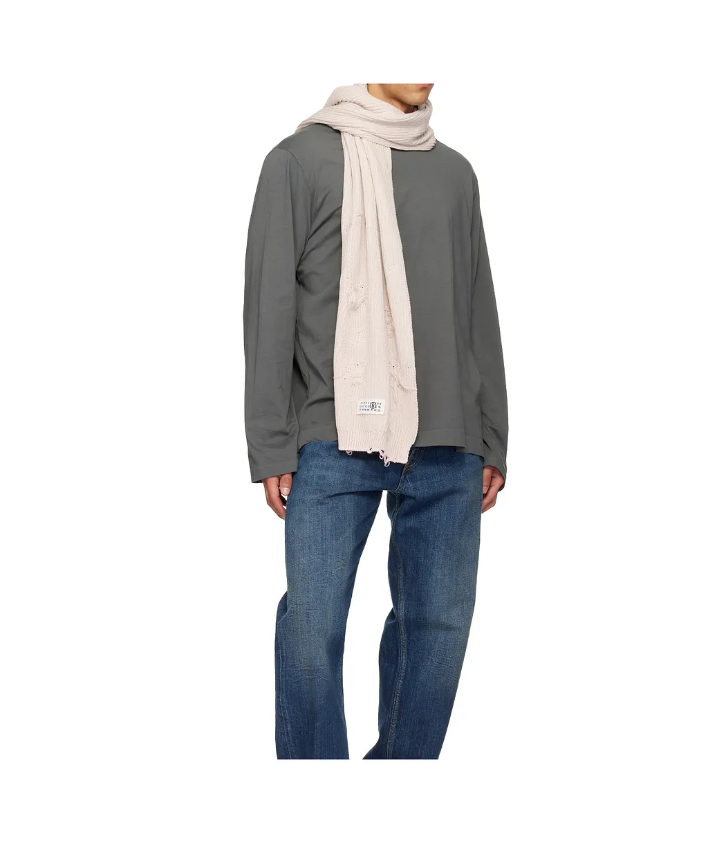 Distressed Logo-Patch Scarf