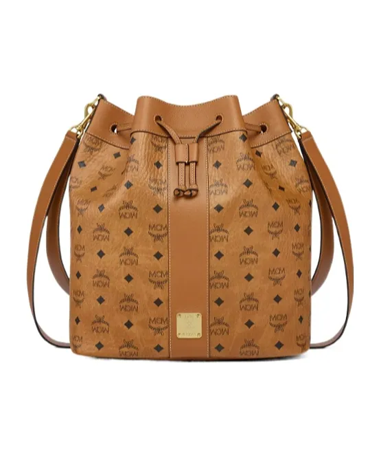 Mcm Monogram Drawstring Bucket Bag