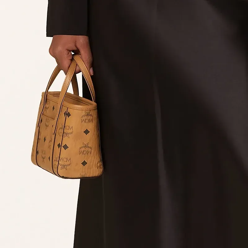 Mcm Logo Printed Tote Bag