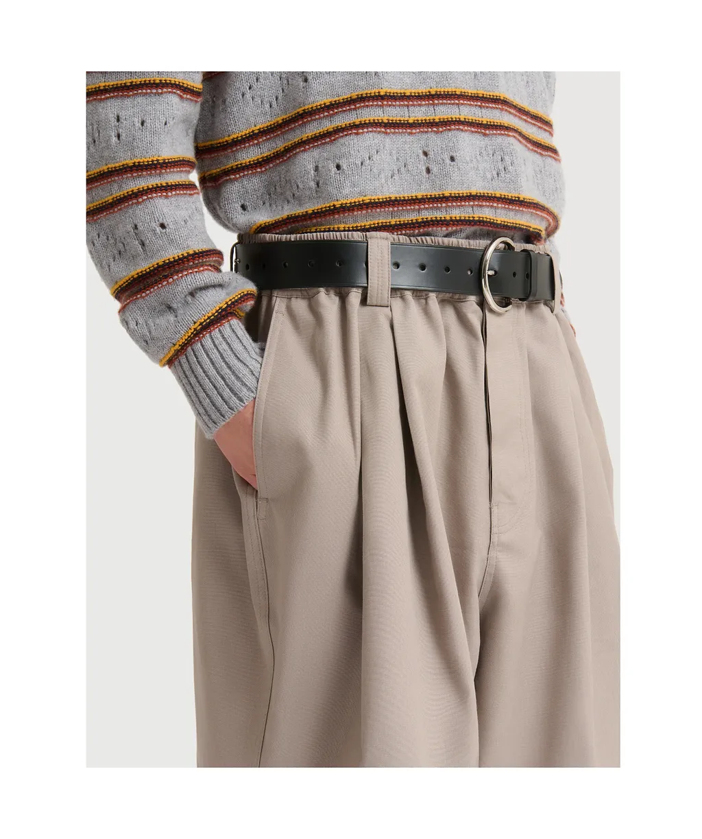 Gray Canvas Shorts With Pleats