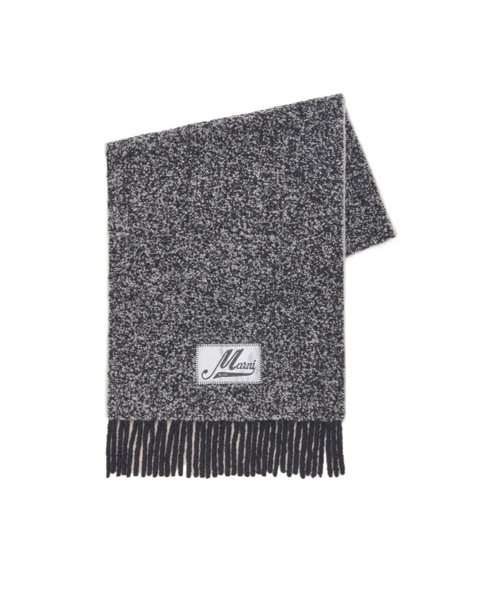 Grey Bouclé Alpaca Scarf