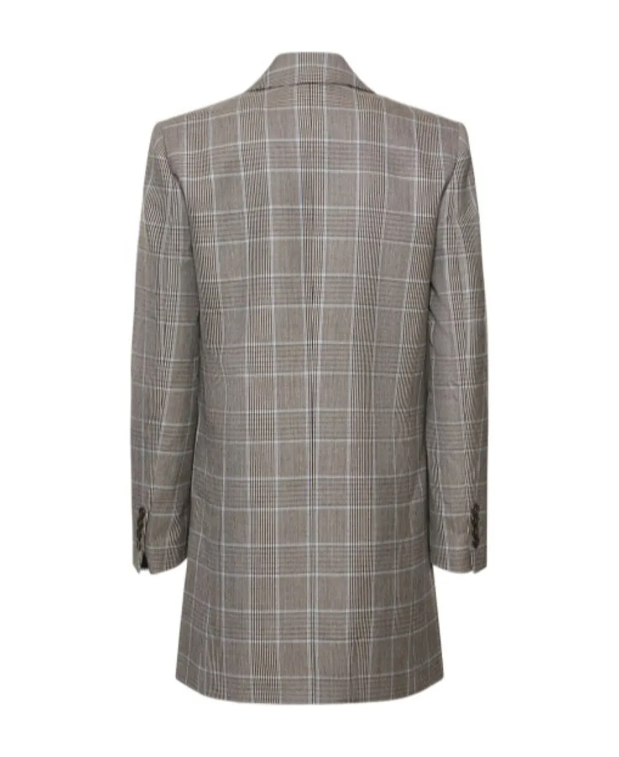 Checkered Single-Breasted Suit Jacket