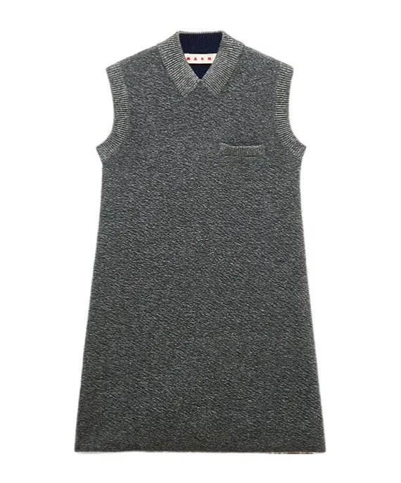 Grey Wool Mini Dress With Lurex Detailing