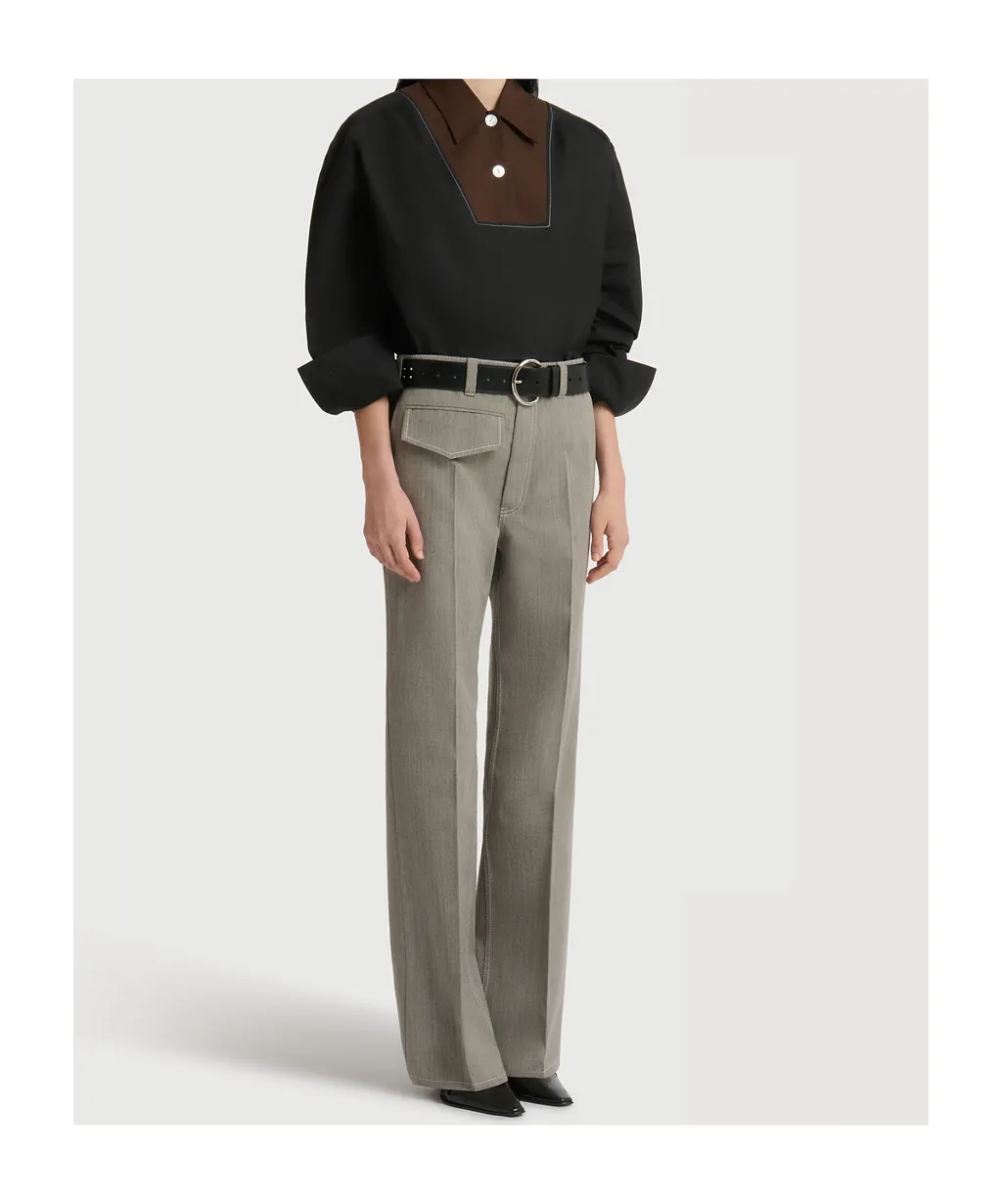 Grey Wool Trousers With Pocket