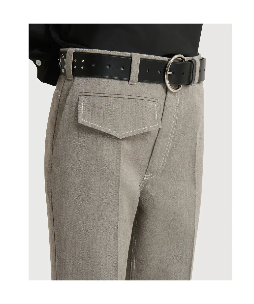 Grey Wool Trousers With Pocket