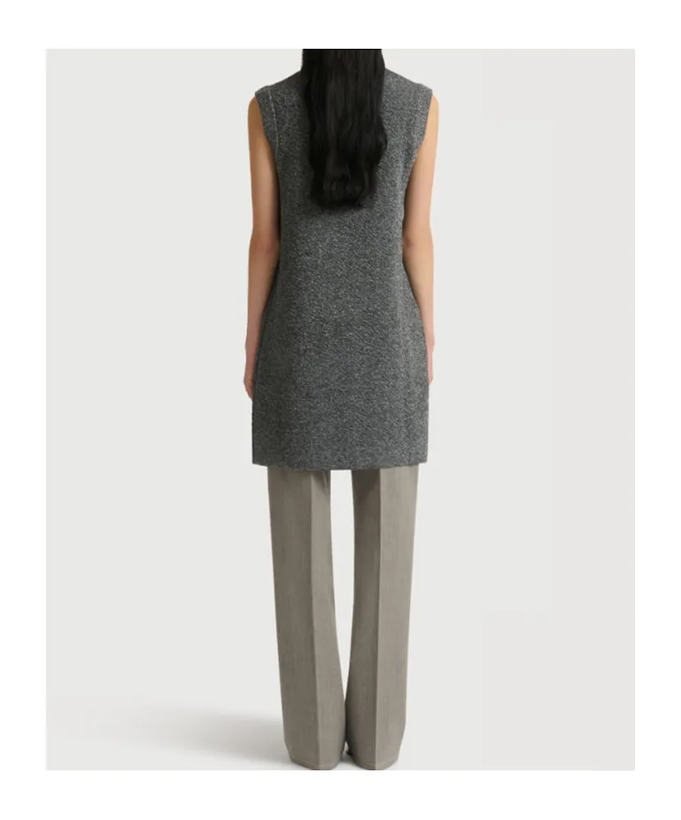 Grey Wool Mini Dress With Lurex Detailing