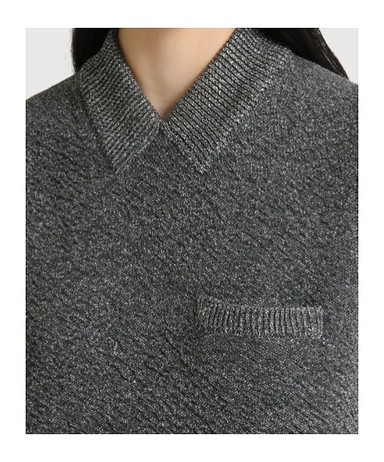 Grey Wool Mini Dress With Lurex Detailing