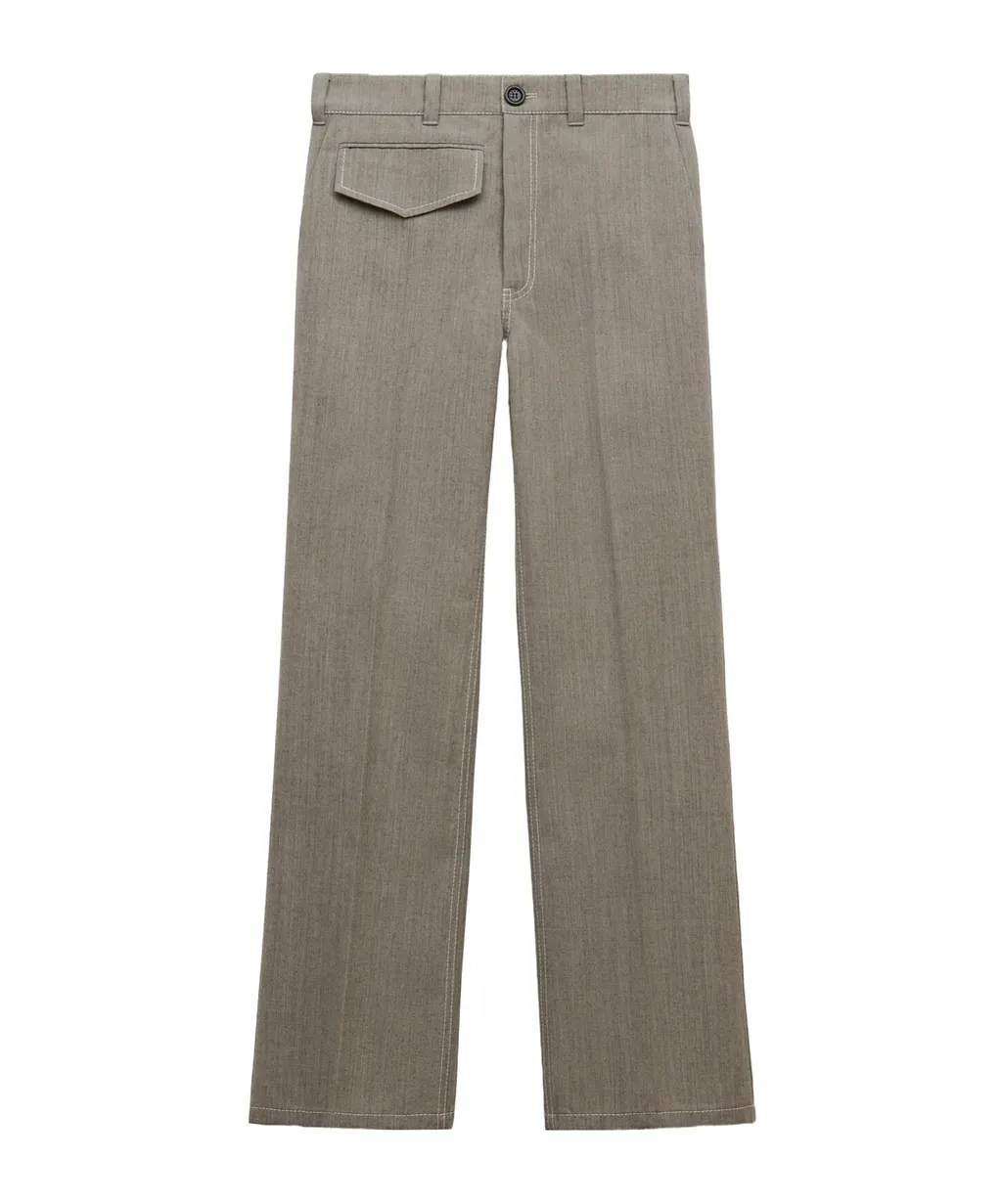 Grey Wool Trousers With Pocket