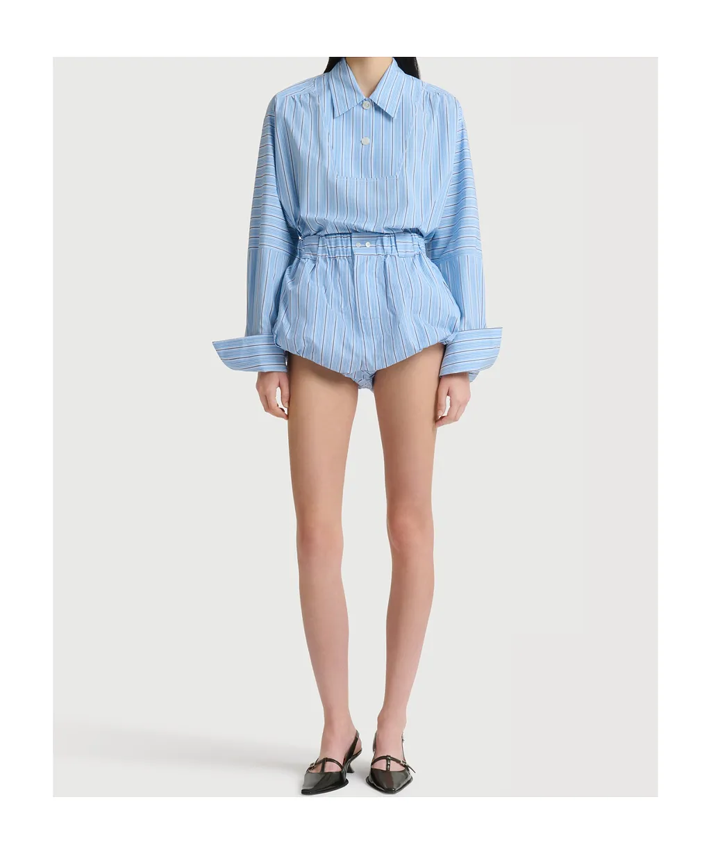 Light Blue Striped Poplin Bloomers
