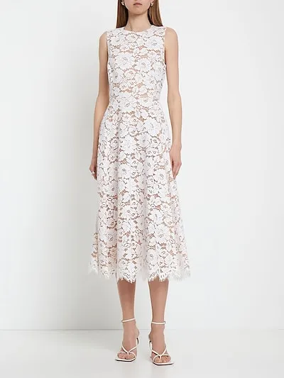 Flower Lace Mid-Length Dress