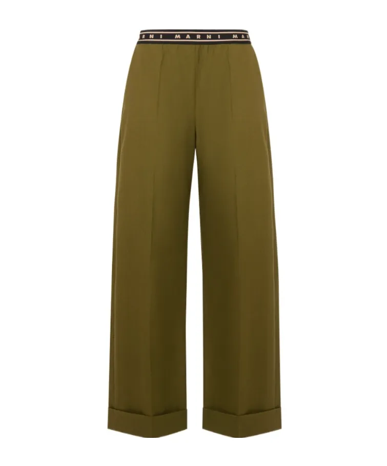 Marni Straight-Leg Logo Waistband Trousers