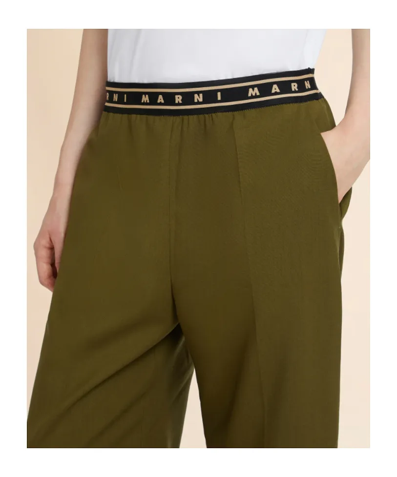 Marni Straight-Leg Logo Waistband Trousers