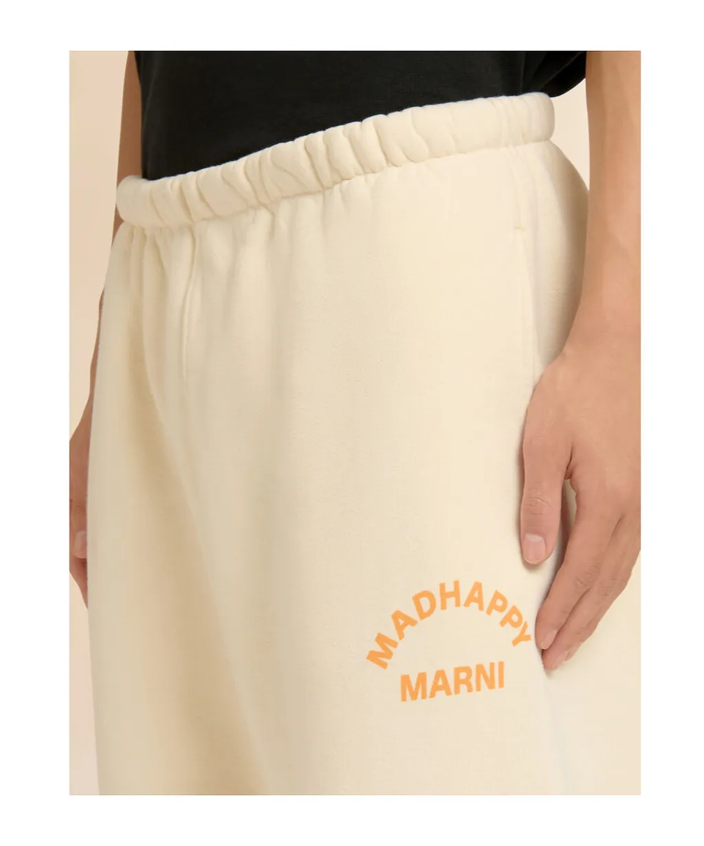 Marni + Madhappy Cream Cotton Sweatpants With Arch Logo Print