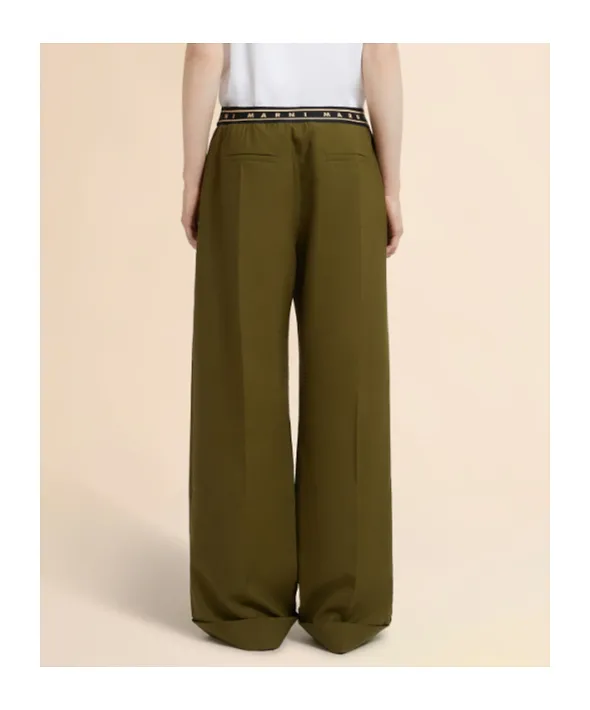 Marni Straight-Leg Logo Waistband Trousers