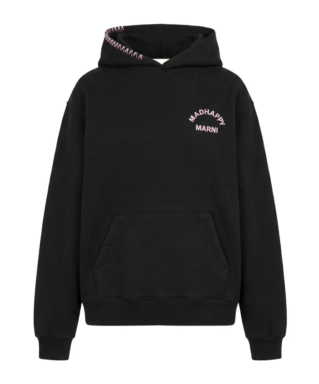 Marni + Madhappy Black Cotton Hoodie With Animal Print